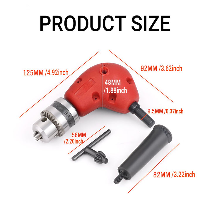 Right Angle Drill Attachment Chuck Adapter Electric Power Cordless 3/8 90 Degree
