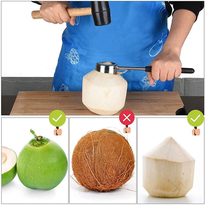 Coconut Opener Tool Set Stainless Steel Puncher Driller Coconut Opener Kit
