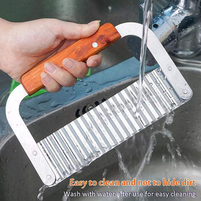 Potato Crinkle Cutter Dough Wavy Slicer Steel Kitchen Vegetable Chip Blade Knife