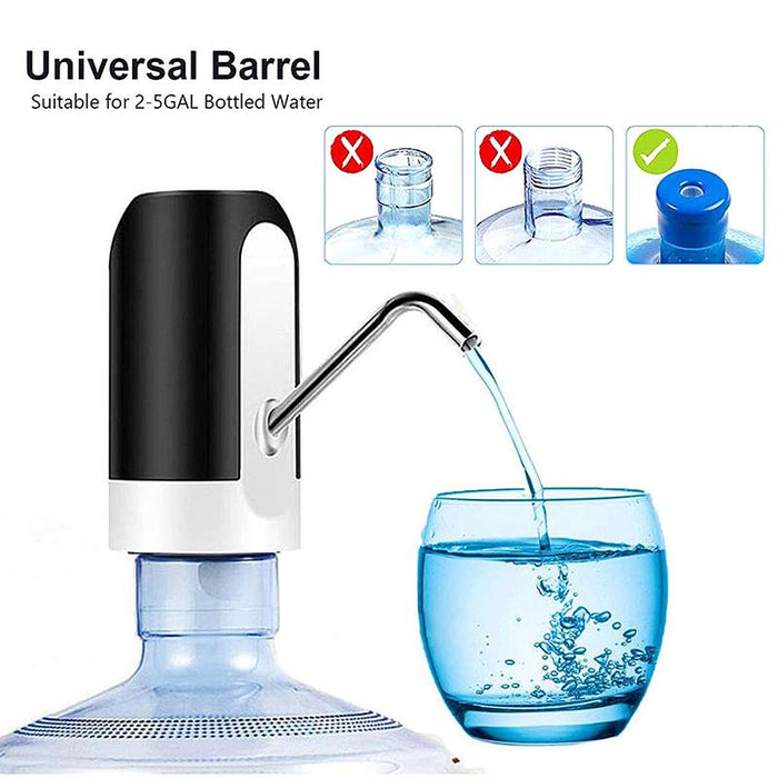 Electric Water Bottle Pump Dispenser Drinking USB Button Black White Drinking