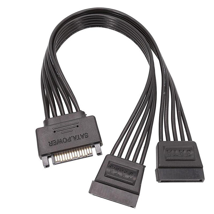 15 Pin SATA Power Y-Splitter Cable Adapter Extension 1 Male to 2 Female For HDD