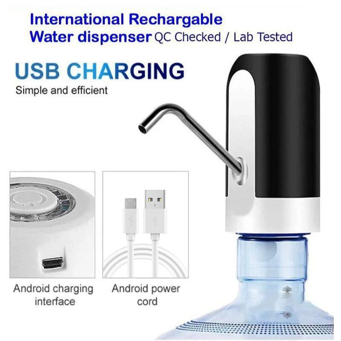 Electric Water Bottle Pump Dispenser Drinking USB Button Black White Drinking