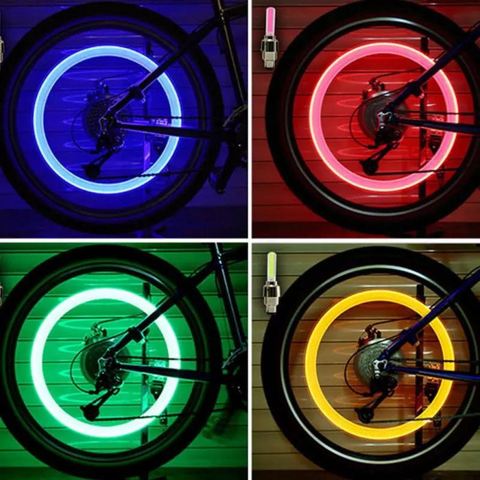 2 Pcs Flashing Neon Led Light Wheel Valve Cap Tyre Car Motorcycle Bicycle Bike