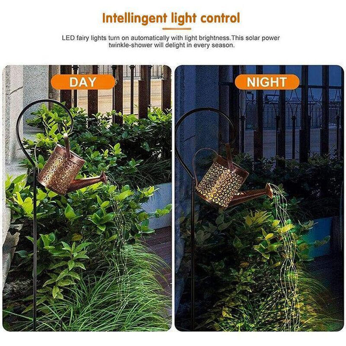 Solar LED Watering Can Fairy String Light Outdoor Garden Decor Waterfall Lamp