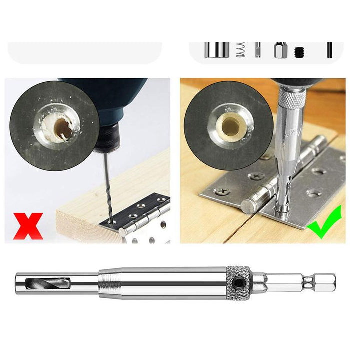 4x Self-Centering Drill Bits Hex Shank Pilot Door Drawer Hinge Hole Screw