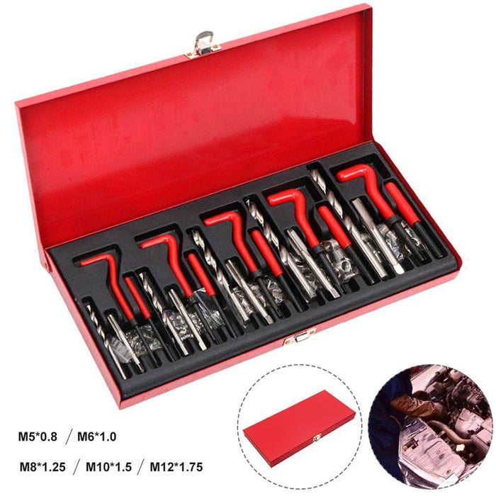 131Pc Thread Repair Kit HSS Drill Helicoil Metric Set Heli Coil Tap Insert Case
