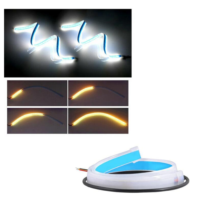 2x 45CM Car LED Strip DRL Turn Signal Switchback Indicator Daytime Running Light