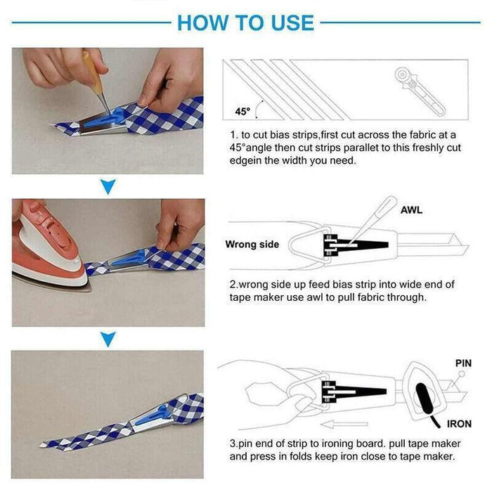 DIY Bias Binding Tape Maker Kits Quilting Binder Fabric Sewing Foot Tool Set