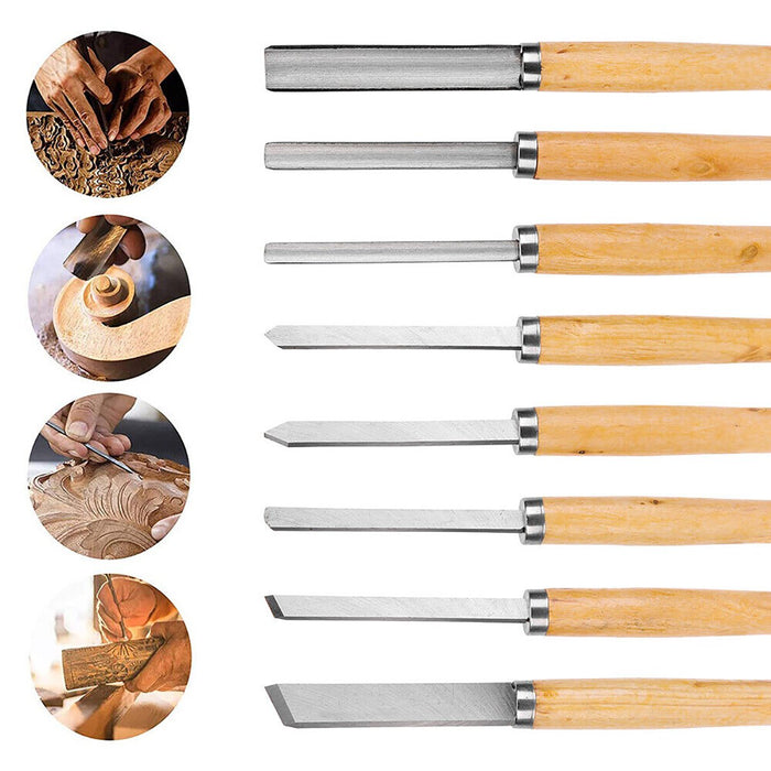8pc Heavy Duty HSS Wood Lathe Chisel Set Turning Wood Tool Carving Gouge Durable