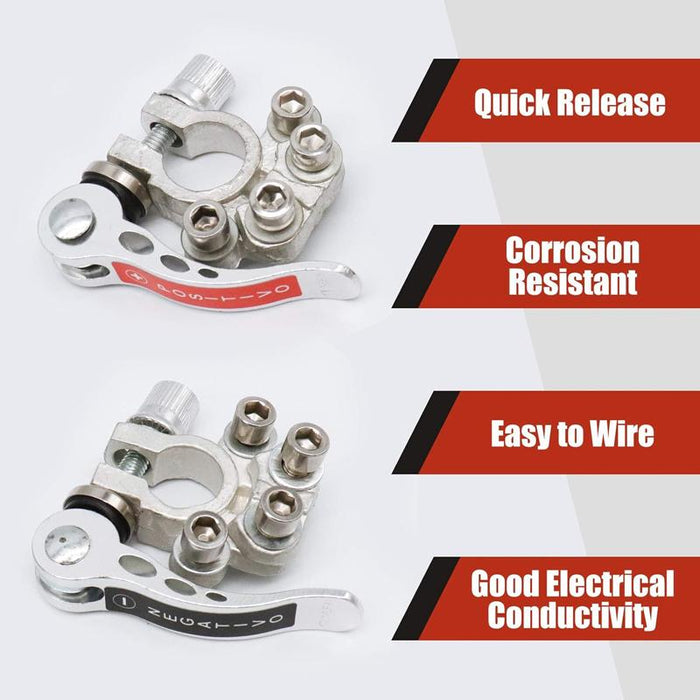 2x 12V 4Way Battery Terminals Connectors Clamp Car Van Caravan Positive Negative