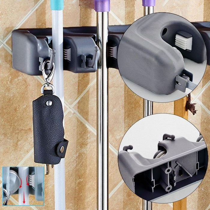 Broom Hanger Mop Holder Wall Mounted Brush Storage Rack Organizer Kitchen Tool
