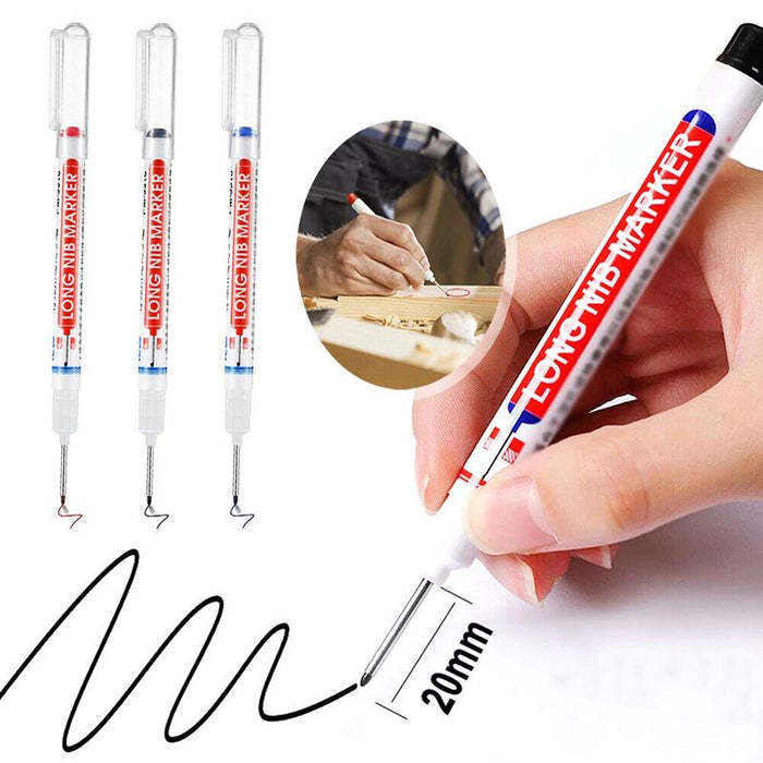 6PCS Long Head Deep Hole Long Nosed Marker Multifunction Marker Deep Drill Hol
