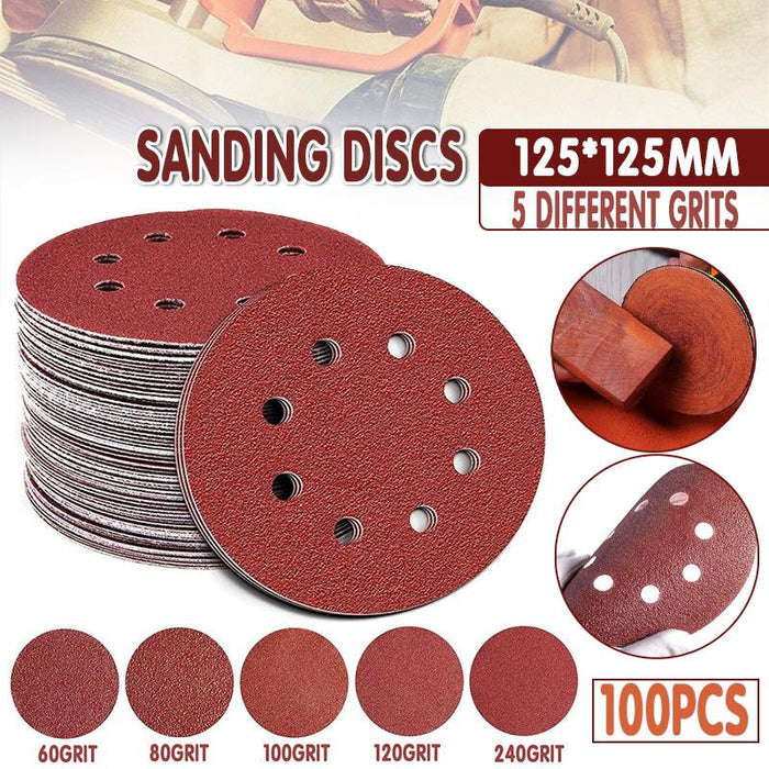 100Pcs 125mm 5" Sanding Discs 240 Grit Orbital Sander Pads Sandpaper
