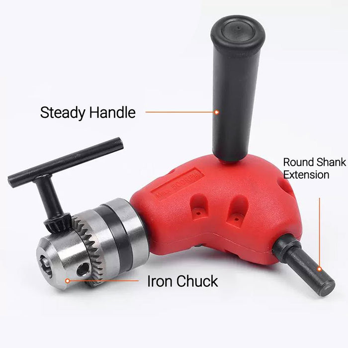 Right Angle Drill Attachment Chuck Adapter Electric Power Cordless 3/8 90 Degree