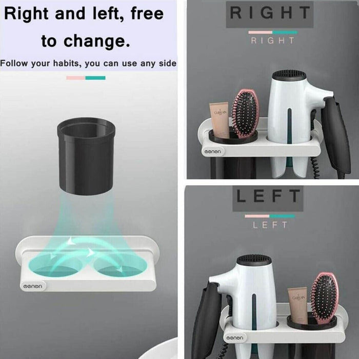Bathroom Mounted Wall Suction Cup Hair Dryer Holder Hanger Shelf Rack Storage