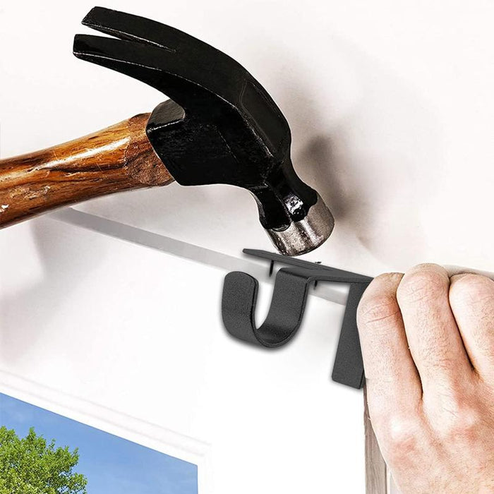 2X Bracket Hang Curtain Rod Holders Single hook Tap Right Into Window Frame Rod