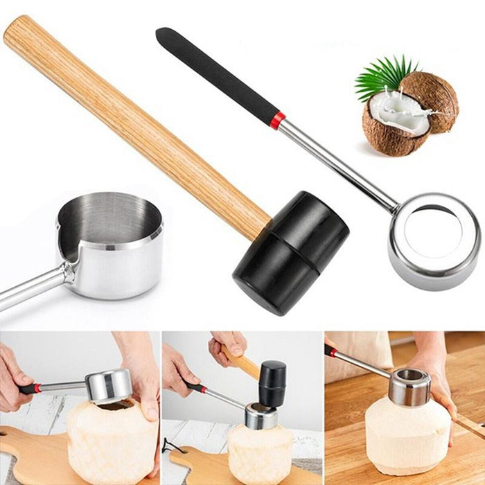 Coconut Opener Tool Set Stainless Steel Puncher Driller Coconut Opener Kit