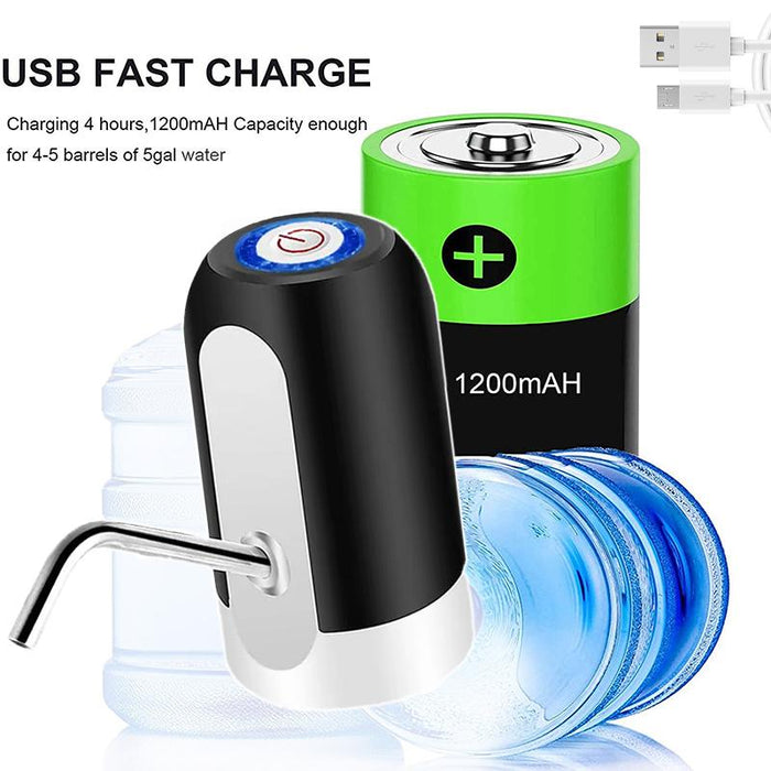 Electric Water Bottle Pump Dispenser Drinking USB Button Black White Drinking