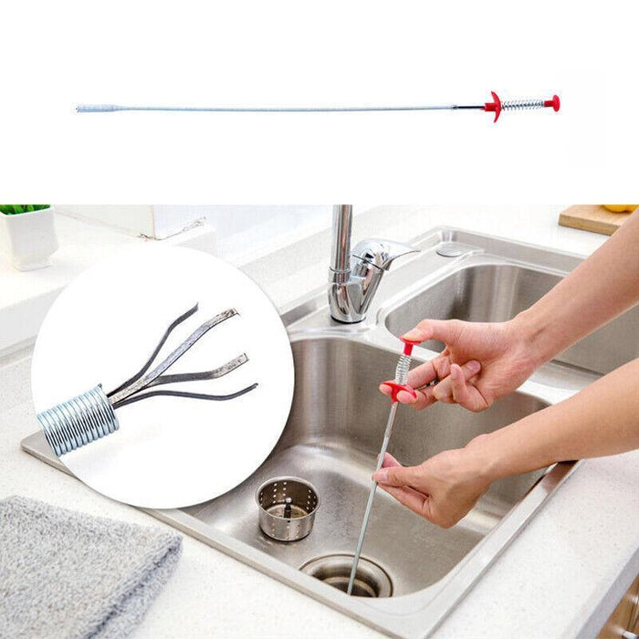 Flexible Spring Pick Up Tool Drain Unblocker Stick Snake Cleaner Hair Remover