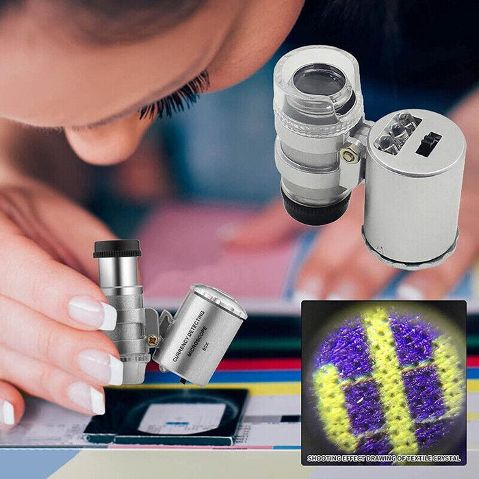 60X Zoom Pocket Magnifying Glass with LED Light