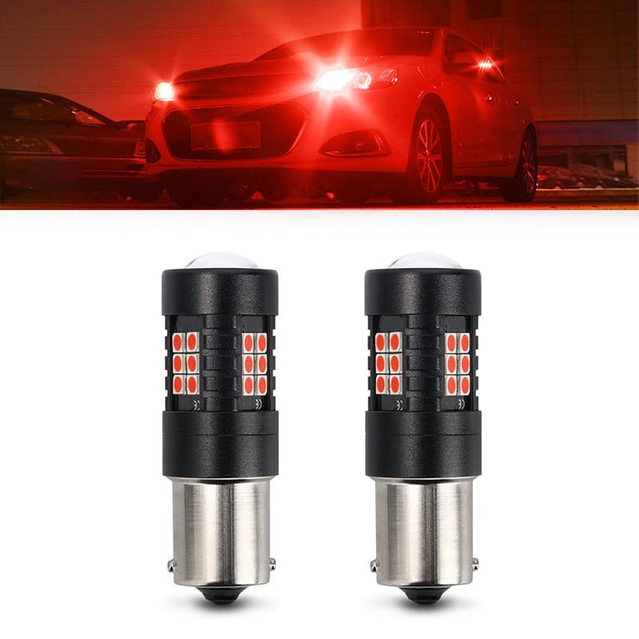 2X BAY15D 1156 Red LED Canbus Stop Tail Brake Light Bulbs No Error