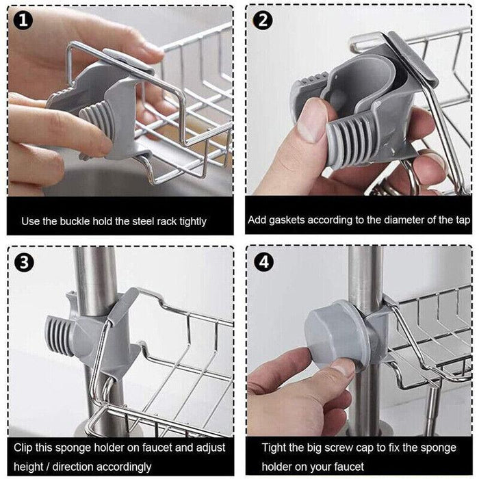 Kitchen Sink Faucet Shelf Sponge Dish Cloth Rack Holder Racks Storage Organizer