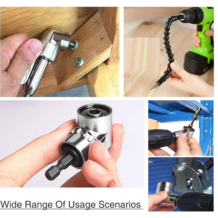 Right Angle Drill Bit Holder and Flexible Shaft Extension Screwdriver