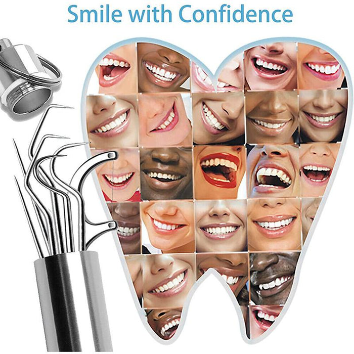 8pcs Stainless Steel Toothpick Set Metal Flossing Portable Toothpick Box Holder