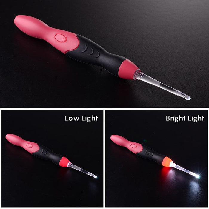 11in1 LED Lighted Crochet Hook Knitting Needles Set USB Rechargeable Weave Tool