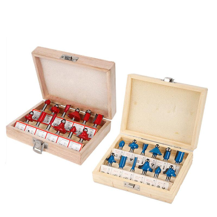15X 1/2 1/4 inch Router Bits Set Woodworking Tool Cutter Shank Tungsten Carbide