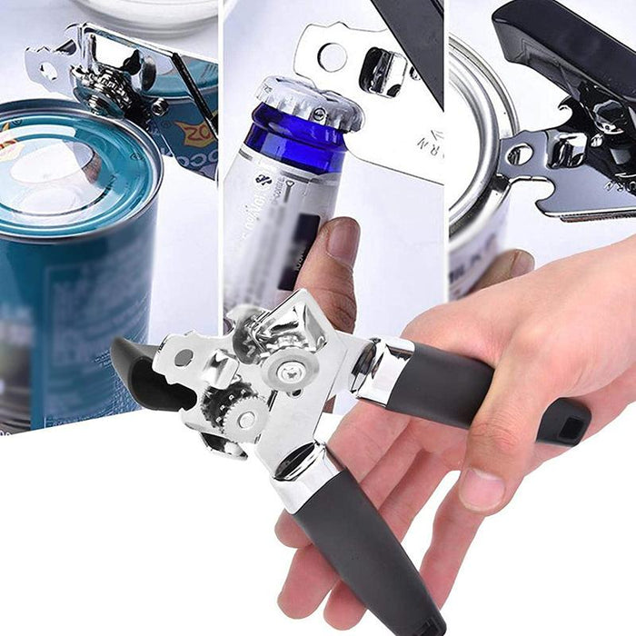 3-in-1 Can & Bottle Opener Classic Stainless Steel Manual Heavy Duty Can Opener