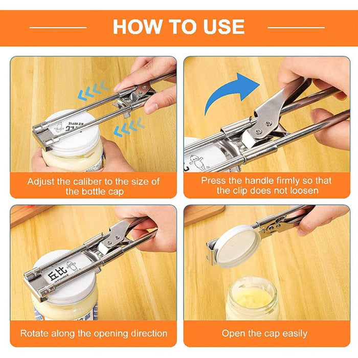 Efficient and Adjustable Stainless Steel Jar Opener