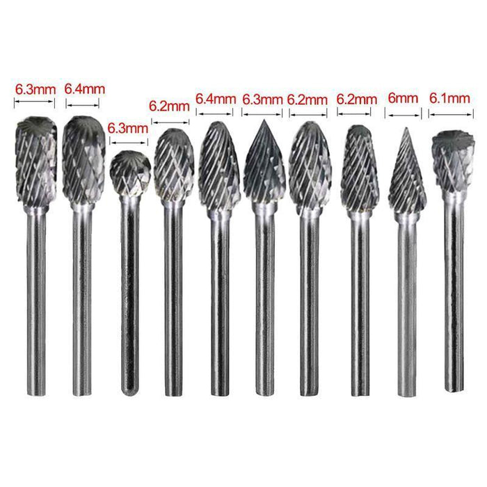 10x Tungsten Steel Solid Carbide Rotary Burrs Bit For Dremel Accessories Tool