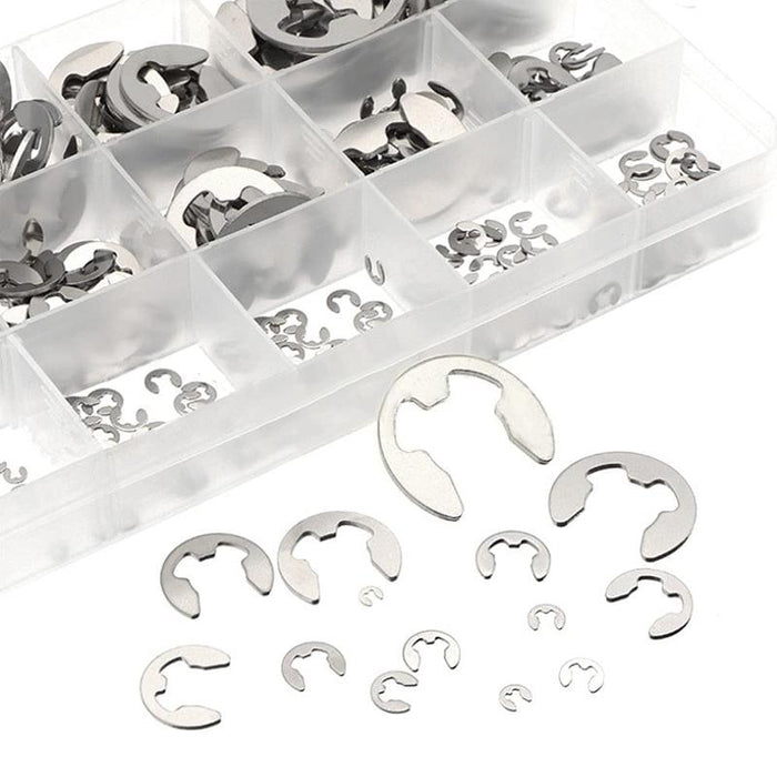 120pcs Stainless Steel E-Clip Assortment Tool Kit Retaining Circlips 1.5 To 10mm