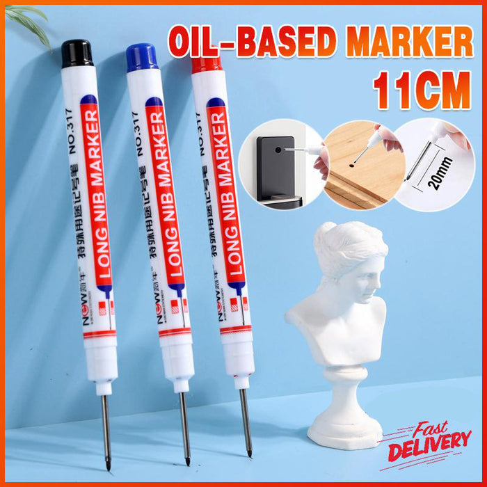 6PCS Long Head Deep Hole Long Nosed Marker Multifunction Marker Deep Drill Hol