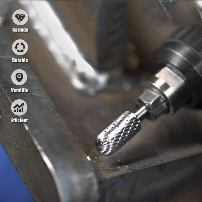 10PCS 6MM Head Tungsten Steel Carbide Rotary Burr Bur Die Grinder Bit + Case Set