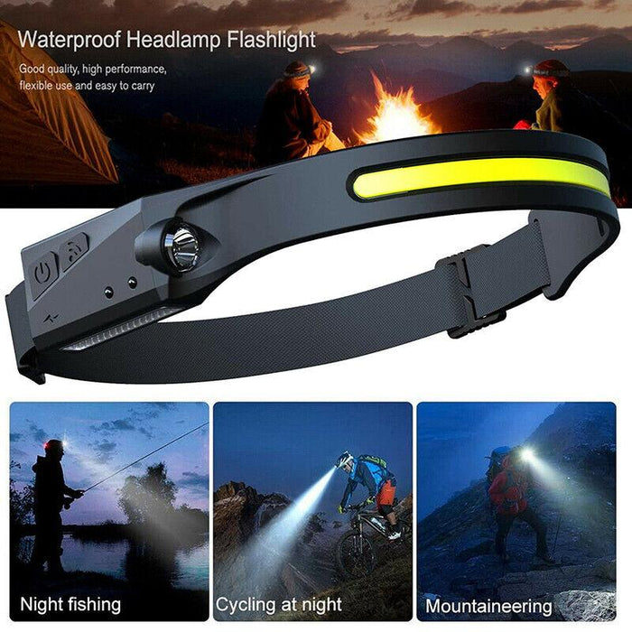 Rechargeable Waterproof Head Lamps with COB LED Motion Sensor