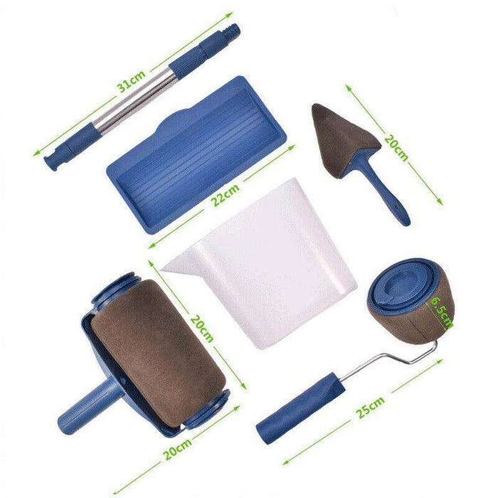 8Pcs Handle Paint Roller Pro Paint Brush Flocked Edger Wall Painting Tool Set