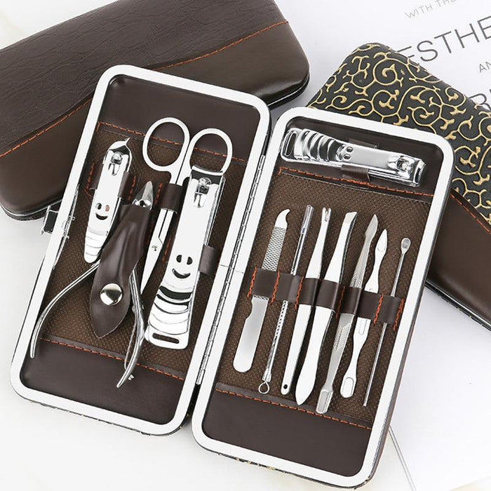 12pcs Stainless Steel Manicure Pedicure Tools Kits Ear Pick Nail Clippers Set