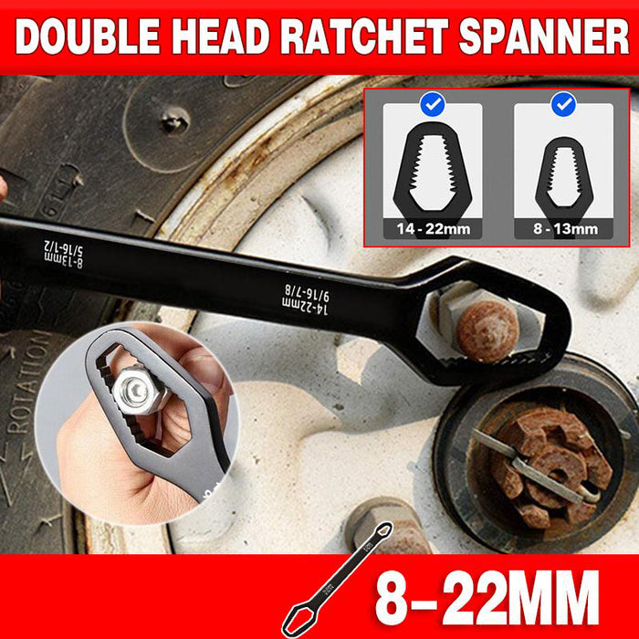 Universal Torx Screw Nuts Wrench Double Head Ratchet Spanner Repair Tools 8-22mm