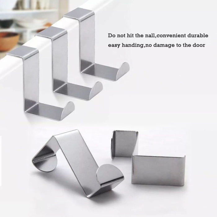 4/6Pcs Over Door Hooks Hanger Holder Stainless Steel Cabinet Clothes Hanger