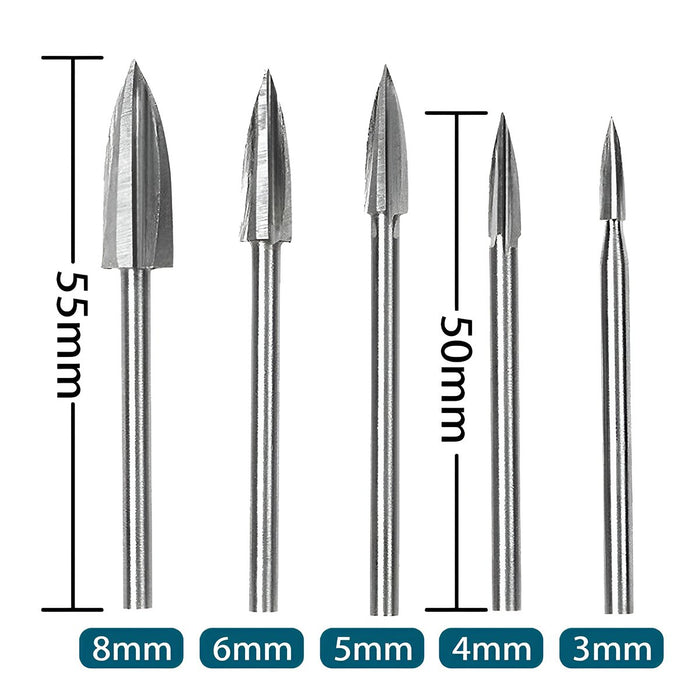 5-Piece High-Speed Wood Carving Drill Bits for Dremel Rotary Tools