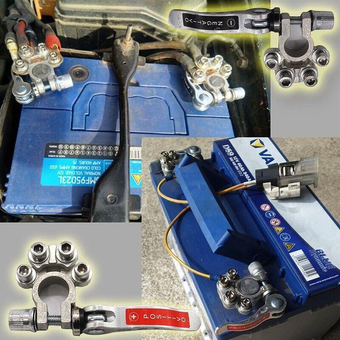 2x 12V 4Way Battery Terminals Connectors Clamp Car Van Caravan Positive Negative