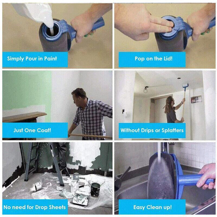 8Pcs Handle Paint Roller Pro Paint Brush Flocked Edger Wall Painting Tool Set