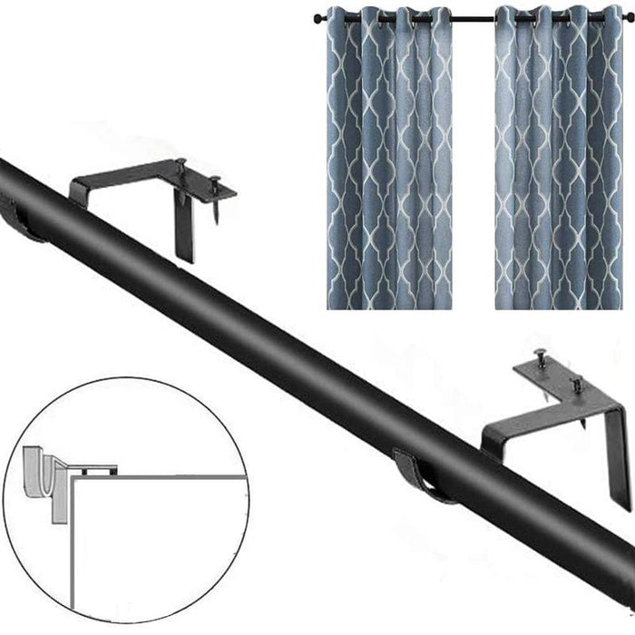 2X Bracket Hang Curtain Rod Holders Single hook Tap Right Into Window Frame Rod