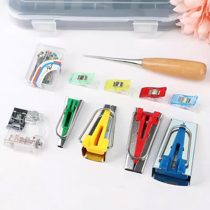DIY Bias Binding Tape Maker Kits Quilting Binder Fabric Sewing Foot Tool Set