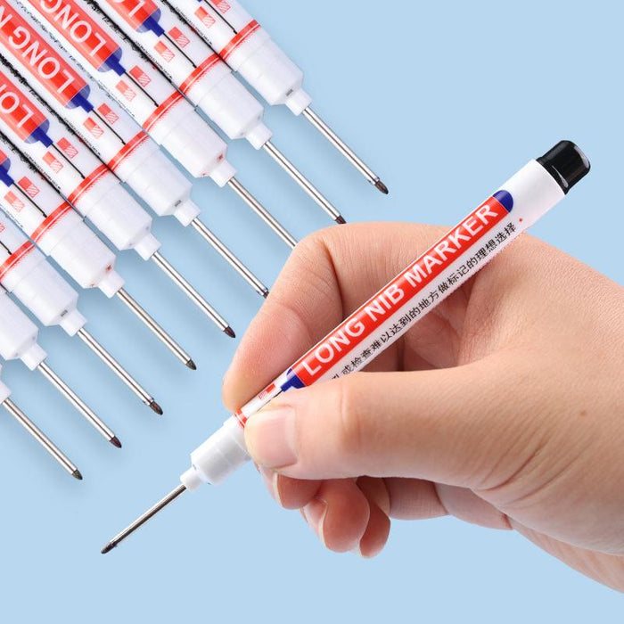 6PCS Long Head Deep Hole Long Nosed Marker Multifunction Marker Deep Drill Hol