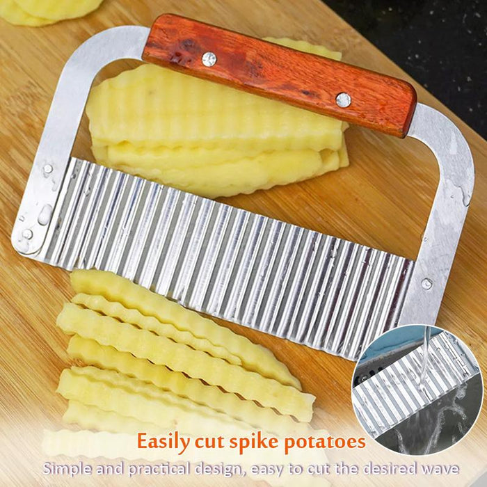 Potato Crinkle Cutter Dough Wavy Slicer Steel Kitchen Vegetable Chip Blade Knife