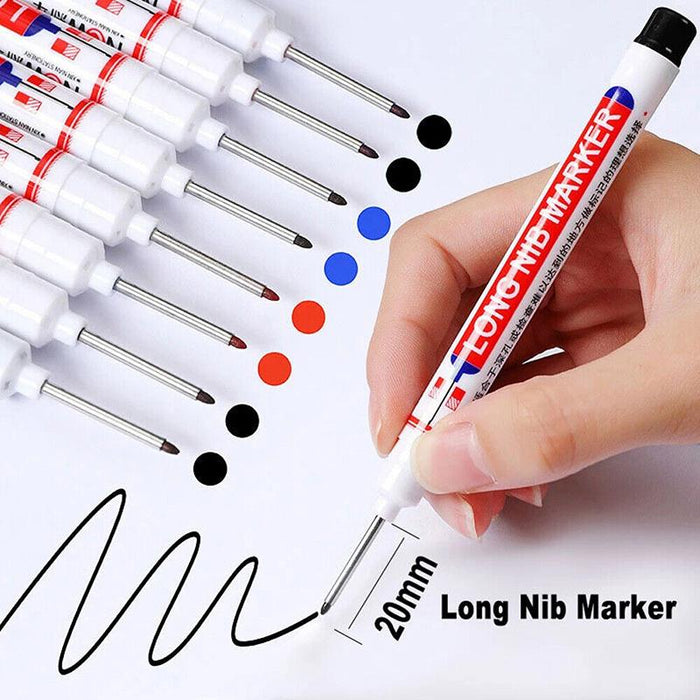 6PCS Long Head Deep Hole Long Nosed Marker Multifunction Marker Deep Drill Hol