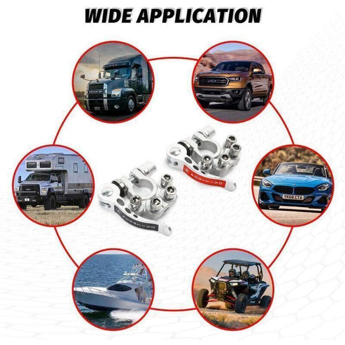 2x 12V 4Way Battery Terminals Connectors Clamp Car Van Caravan Positive Negative